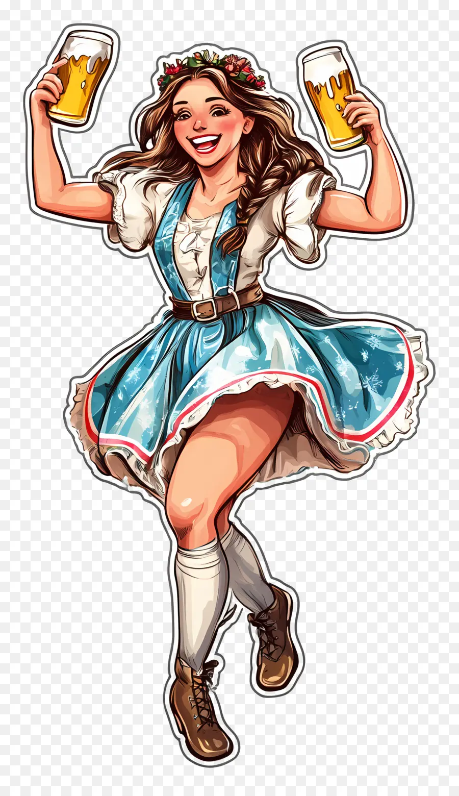 Dançarino Da Oktoberfest，Mulher Em Traje Tradicional PNG