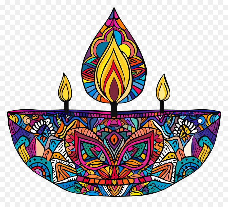 Diwali Diya，Diya Intrincado PNG