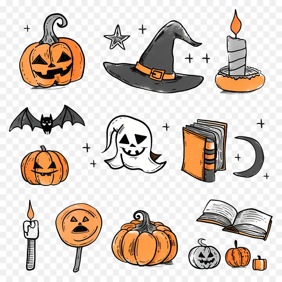 Fundo De Halloween，Doodles De Halloween PNG