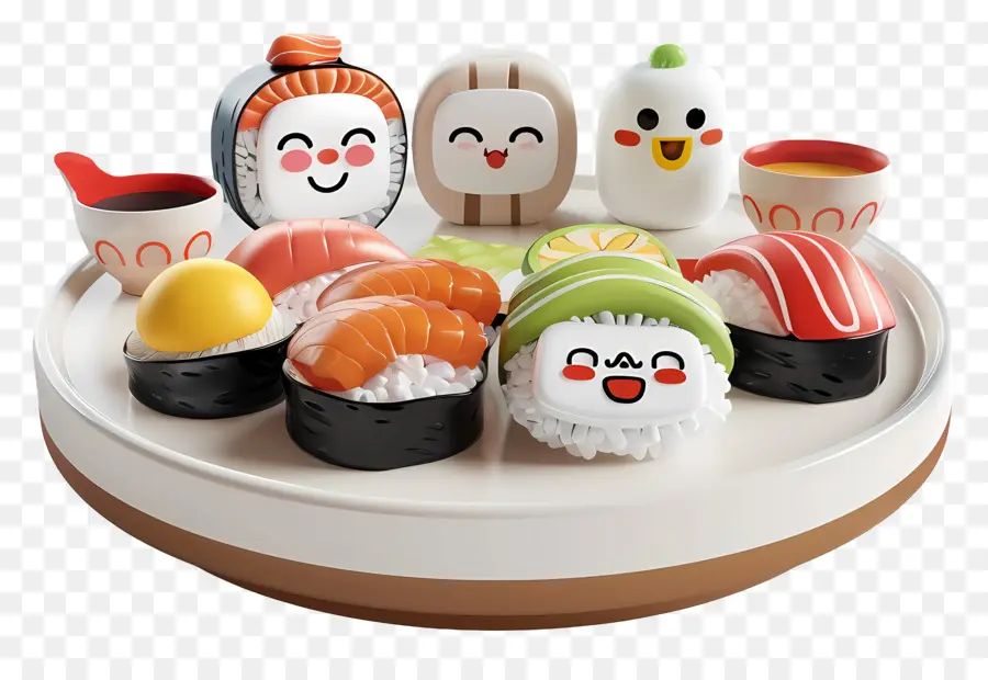 Sushi De Desenho Animado，Variedade De Sushi PNG