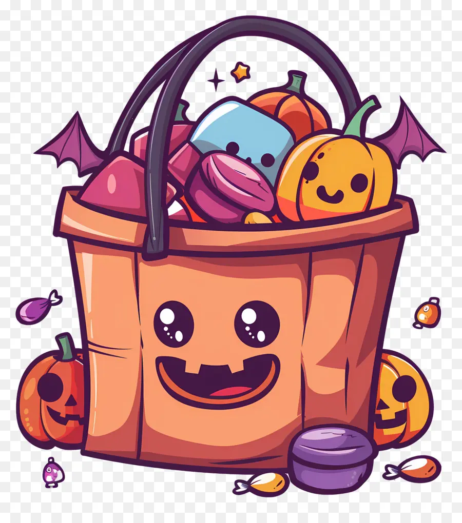 Cesta De Halloween，Cesta De Doces De Halloween PNG