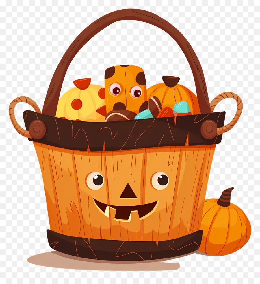 Cesta De Halloween，Cesta De Abóbora De Madeira PNG