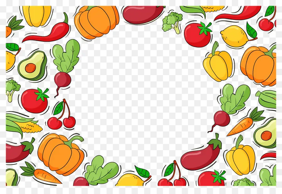 Fundo Alimentar，Doodles De Vegetais PNG