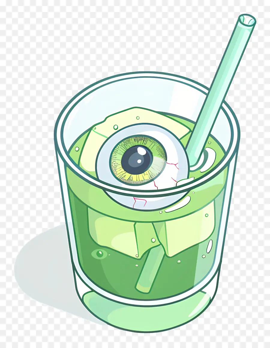 Bebida De Halloween，Bebida De Globo Ocular Verde PNG