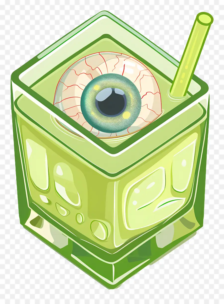 Bebida De Halloween，Bebida De Globo Ocular Verde PNG