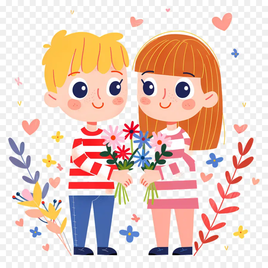 Casal De Desenho Animado，Casal Com Flores PNG