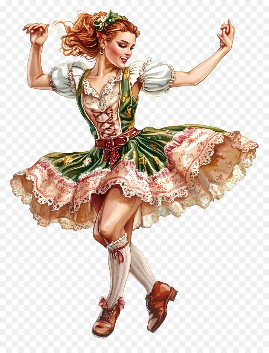 Dançarino Da Oktoberfest，Mulher Em Traje Tradicional PNG