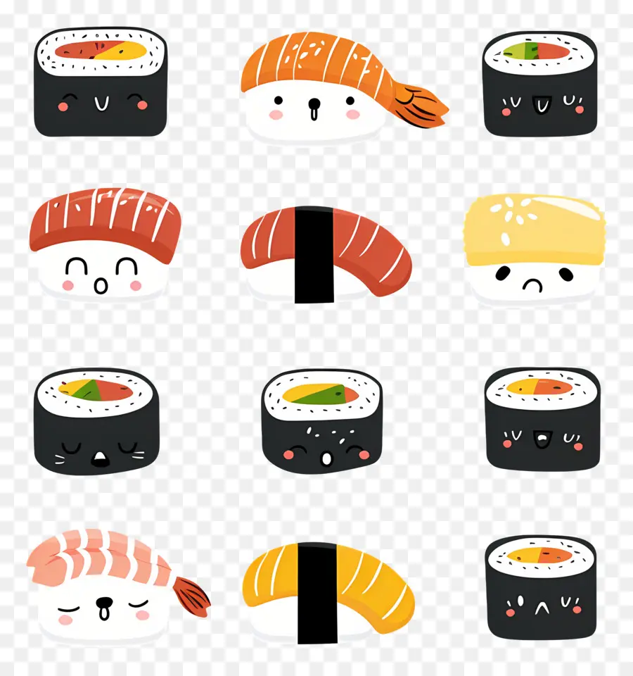 Sushi Fofo，Sushi Kawaii PNG