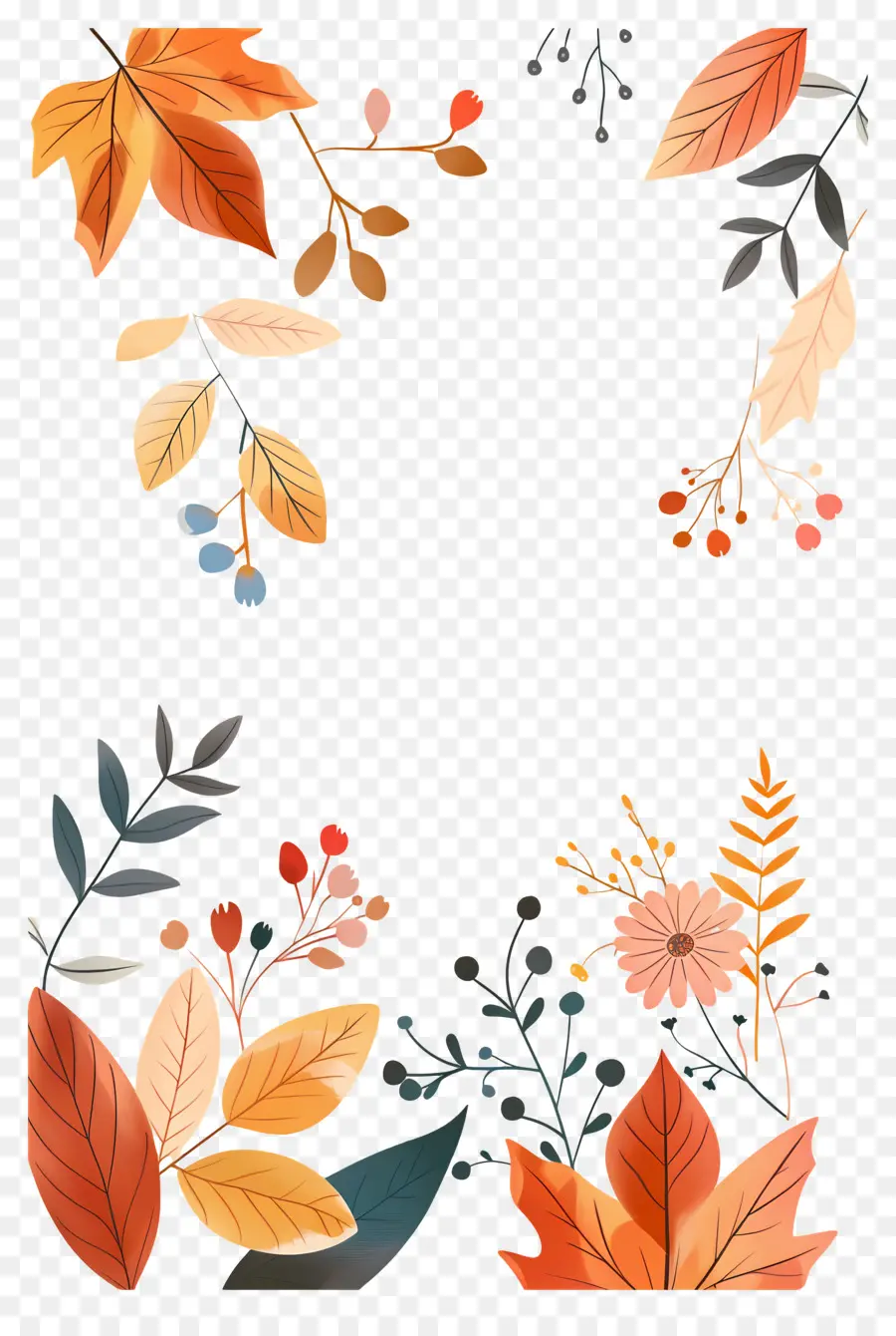 Fundo De Outono，Folhas Florais De Outono PNG