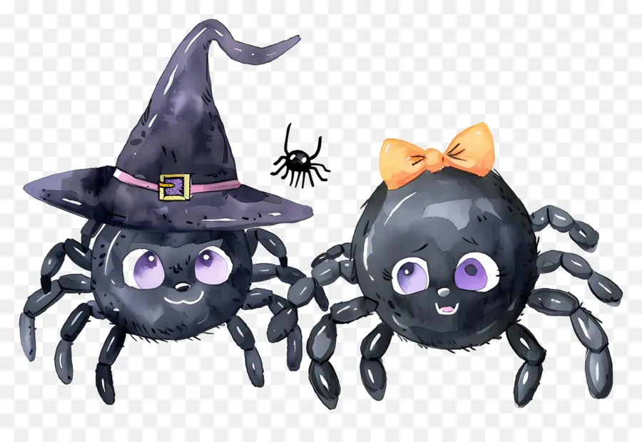 Aranhas De Halloween，Aranhas Com Chapéu PNG