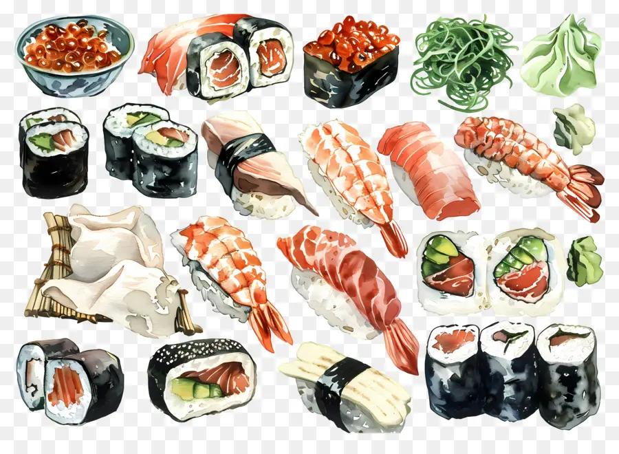 Sushi Aquarela，Sushi PNG