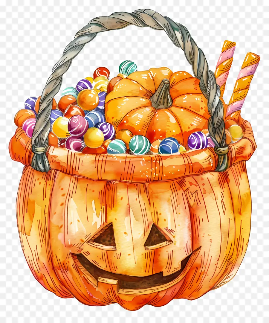 Cesta De Halloween，Cesta De Abóbora PNG