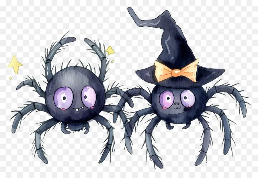 Aranhas De Halloween，Aranhas Com Chapéu PNG