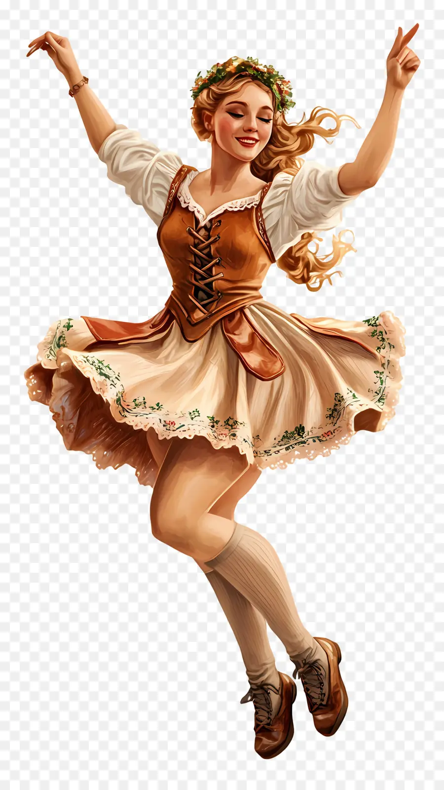 Dançarino Da Oktoberfest，Mulher Em Traje Tradicional PNG