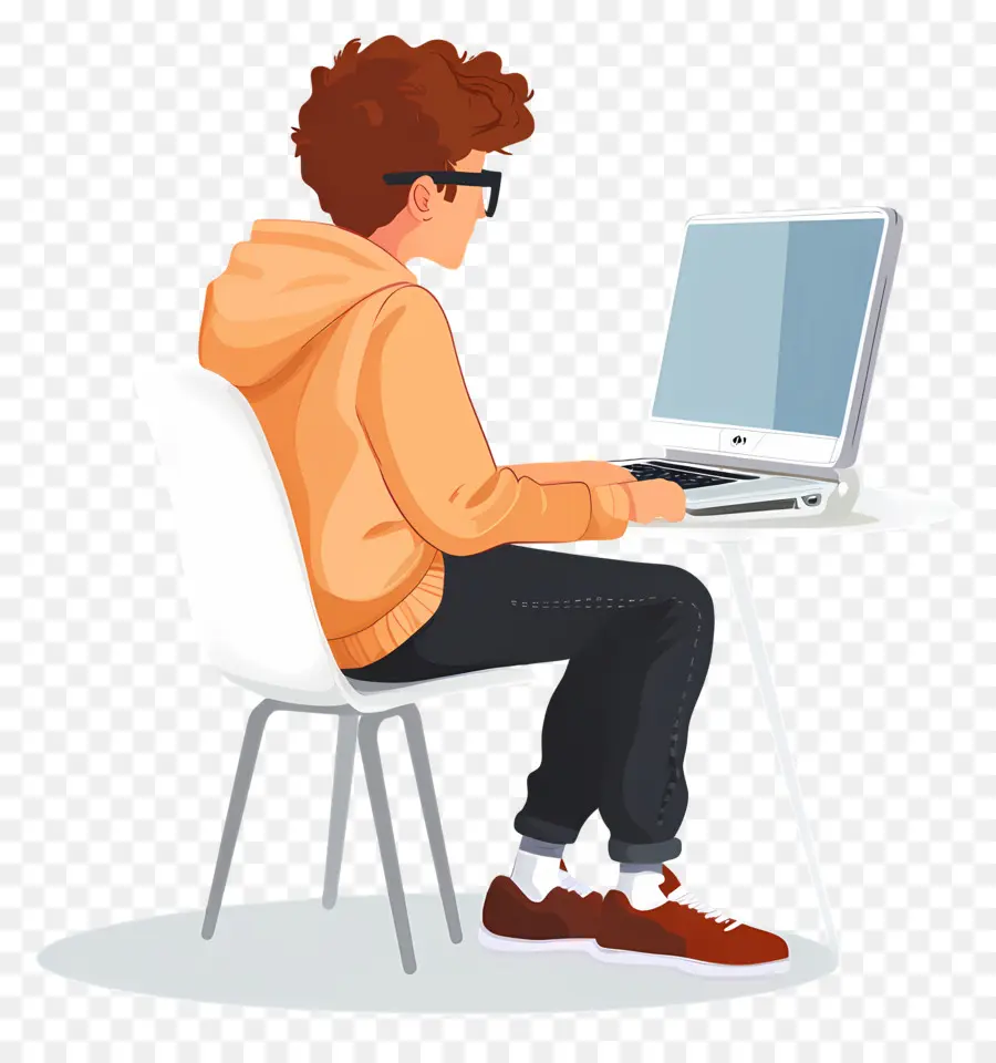 Estudante De Informática，Pessoa Com Computador PNG