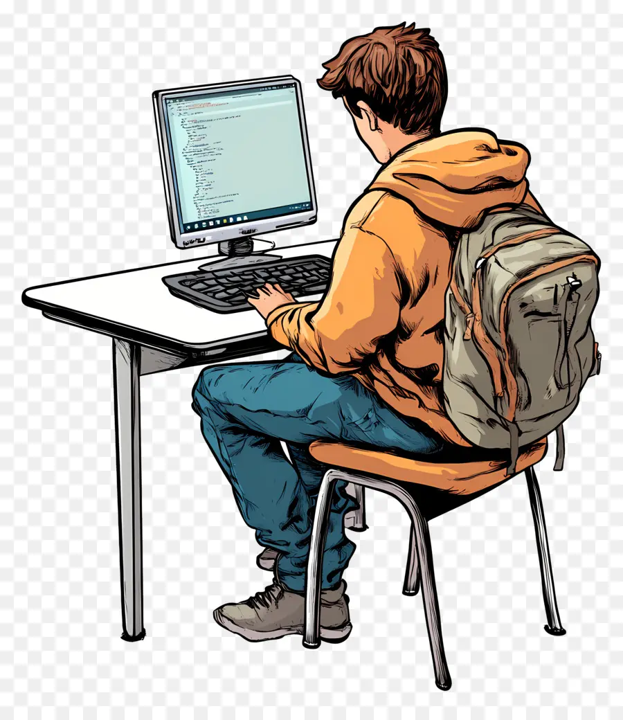 Estudante De Informática，Pessoa Com Computador PNG