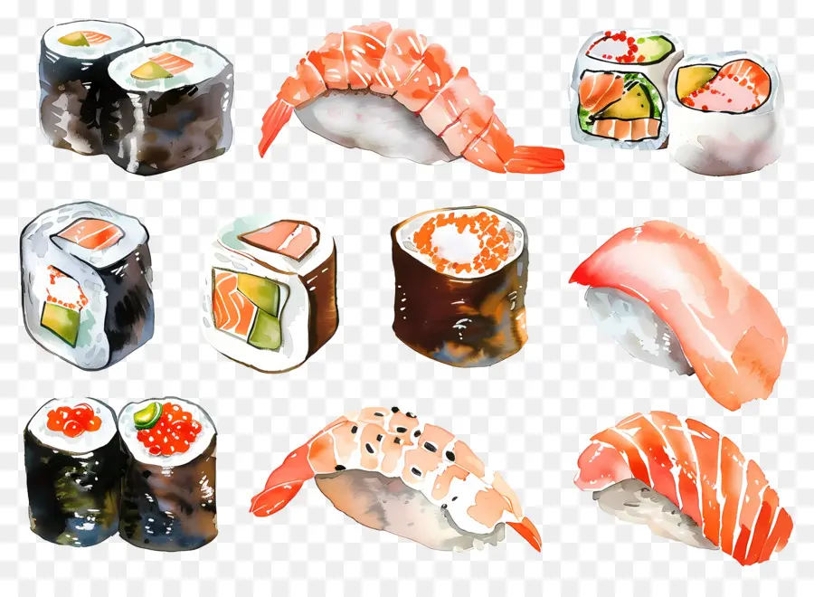 Sushi Aquarela，Sushi PNG