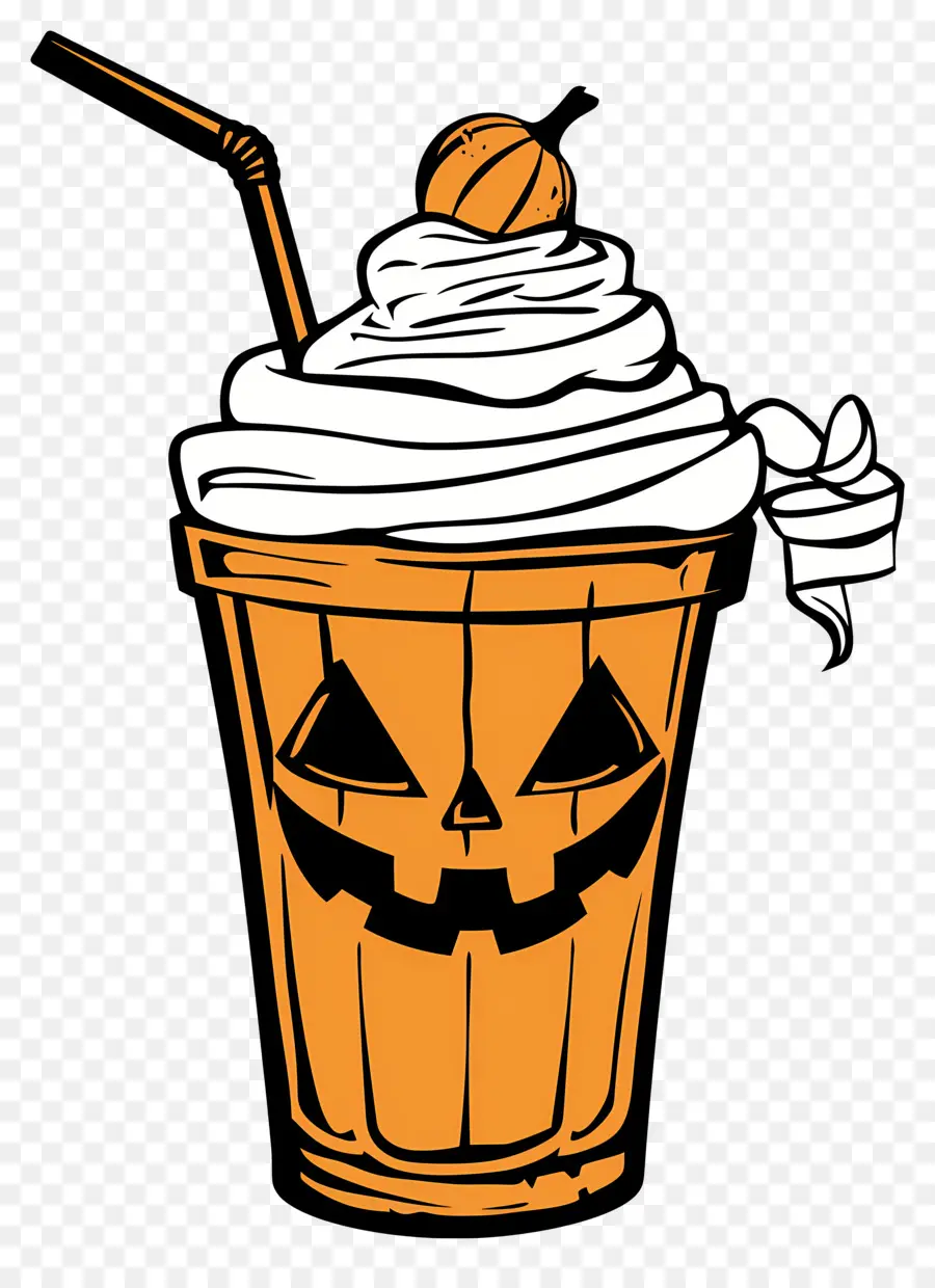 Milk Shake De Halloween，Bebida Com Tema De Abóbora PNG