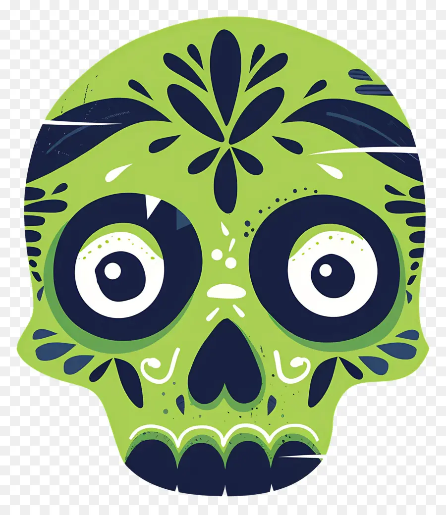 Caveira De Halloween，Caveira Verde PNG