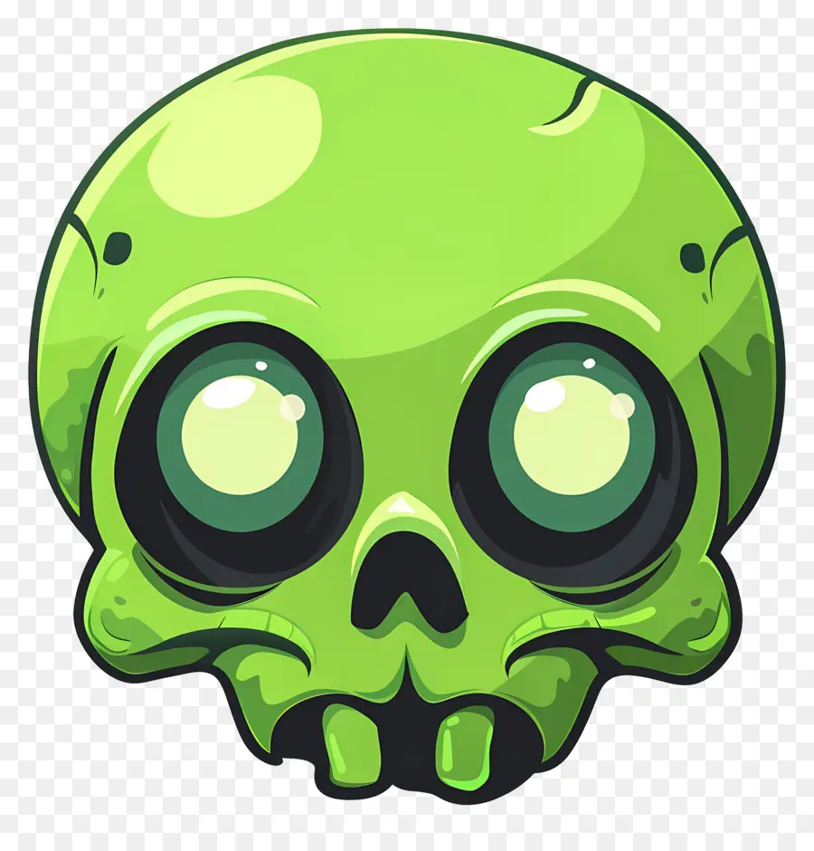 Caveira De Halloween，Caveira De Desenho Animado Verde PNG