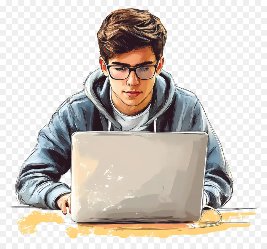 Estudante De Informática，Pessoa Com Computador PNG