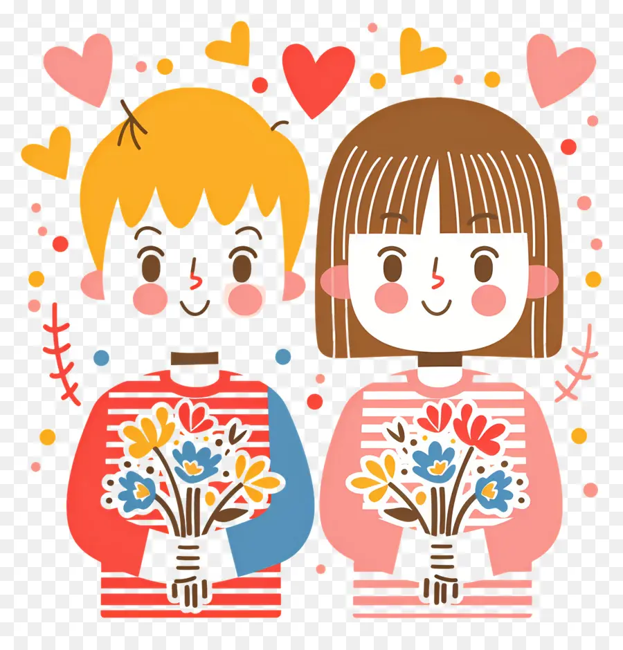 Casal De Desenhos Animados，Casal Com Flores PNG