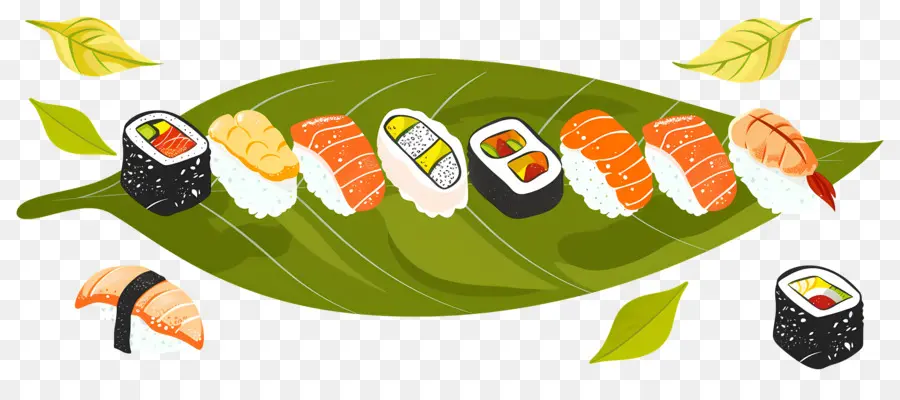 Sushi Na Folha，Sushi PNG