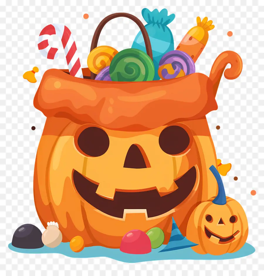 Cesta De Halloween，Saco De Abóbora PNG