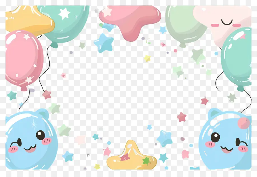 Fundo De Aniversário，Moldura De Balão Animal PNG