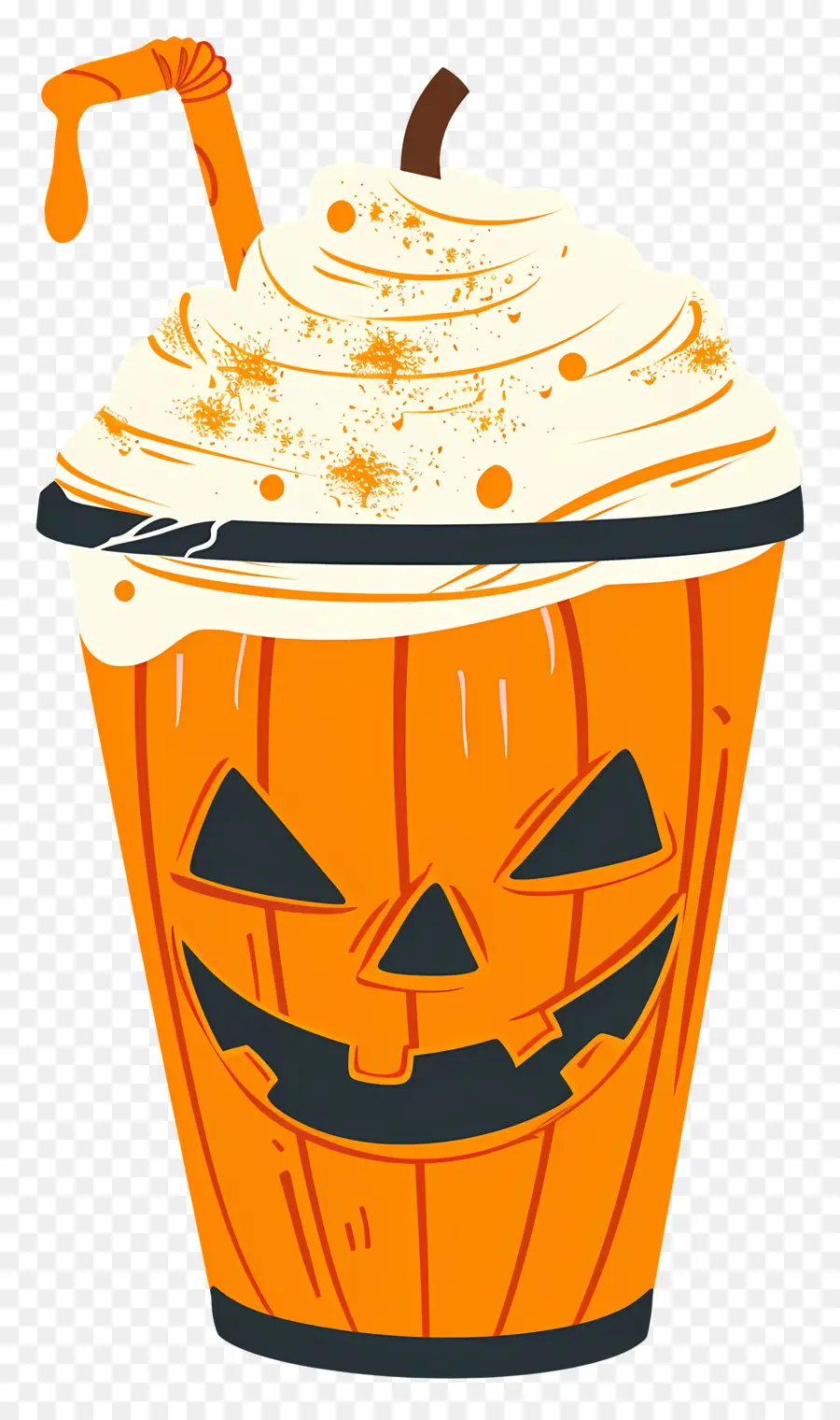 Milk Shake De Halloween，Bebida Com Tema De Abóbora PNG