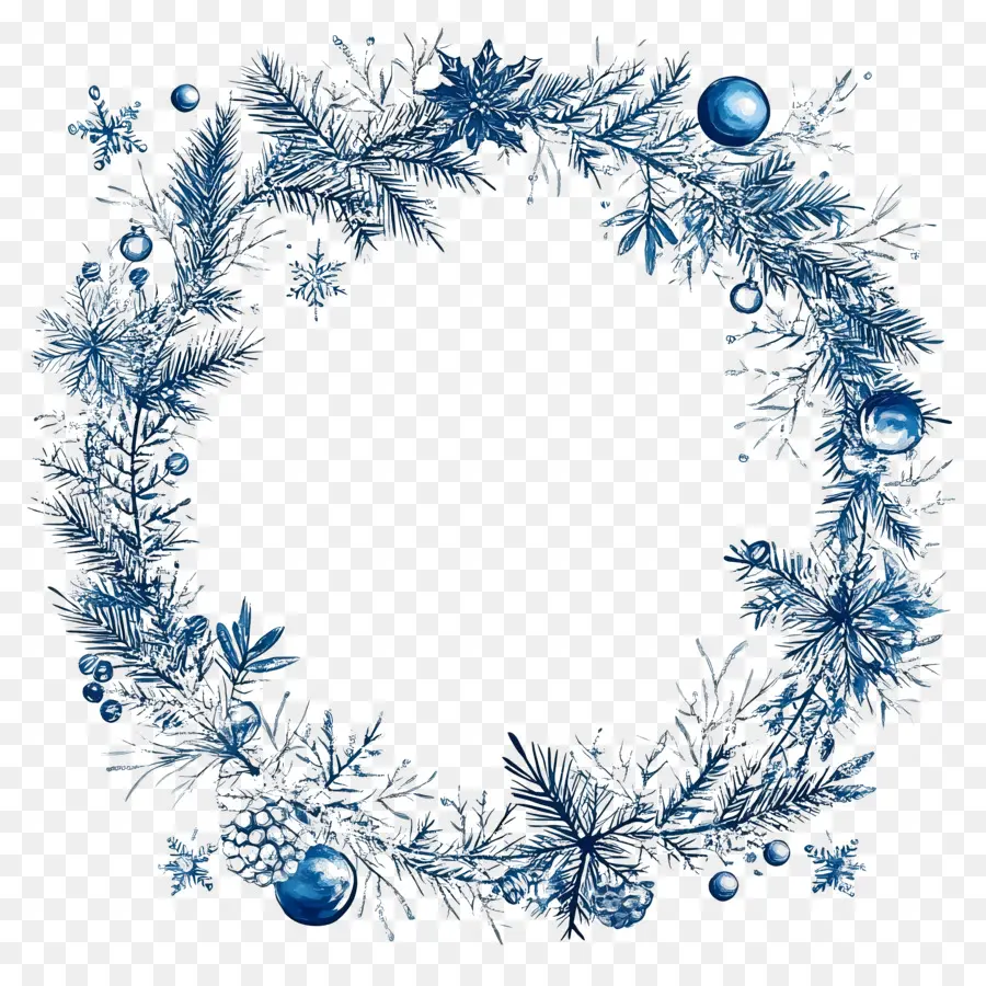 Moldura De Natal Azul，Coroa Azul PNG