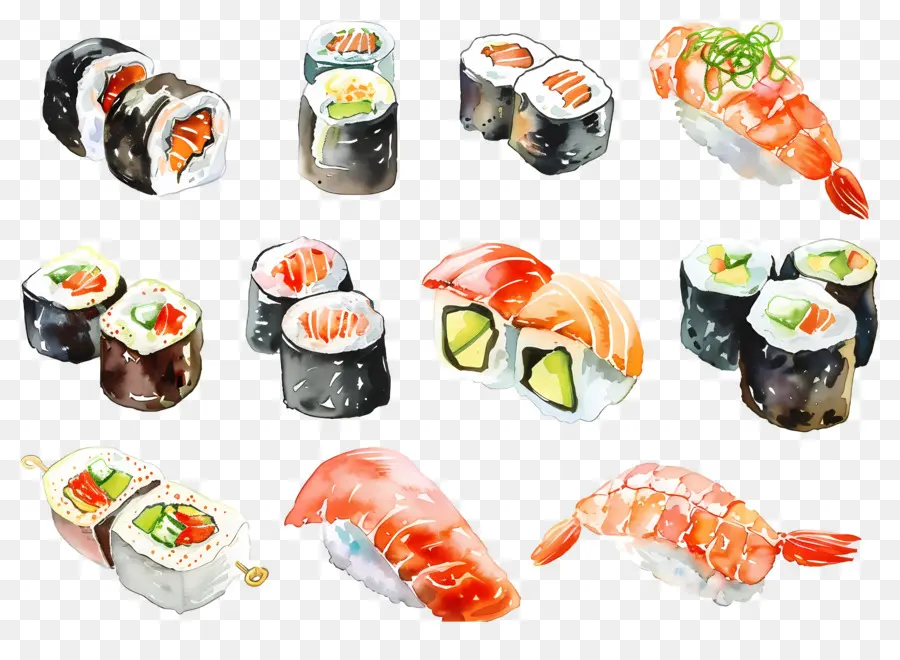 Sushi Aquarela，Sushi PNG