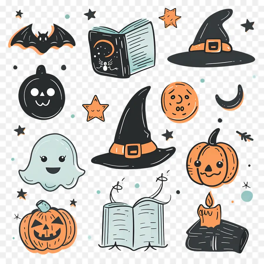 Fundo De Halloween，Doodles De Halloween PNG