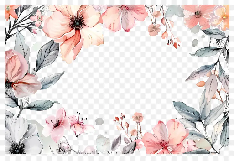 Fundo Floral，Borda Floral PNG