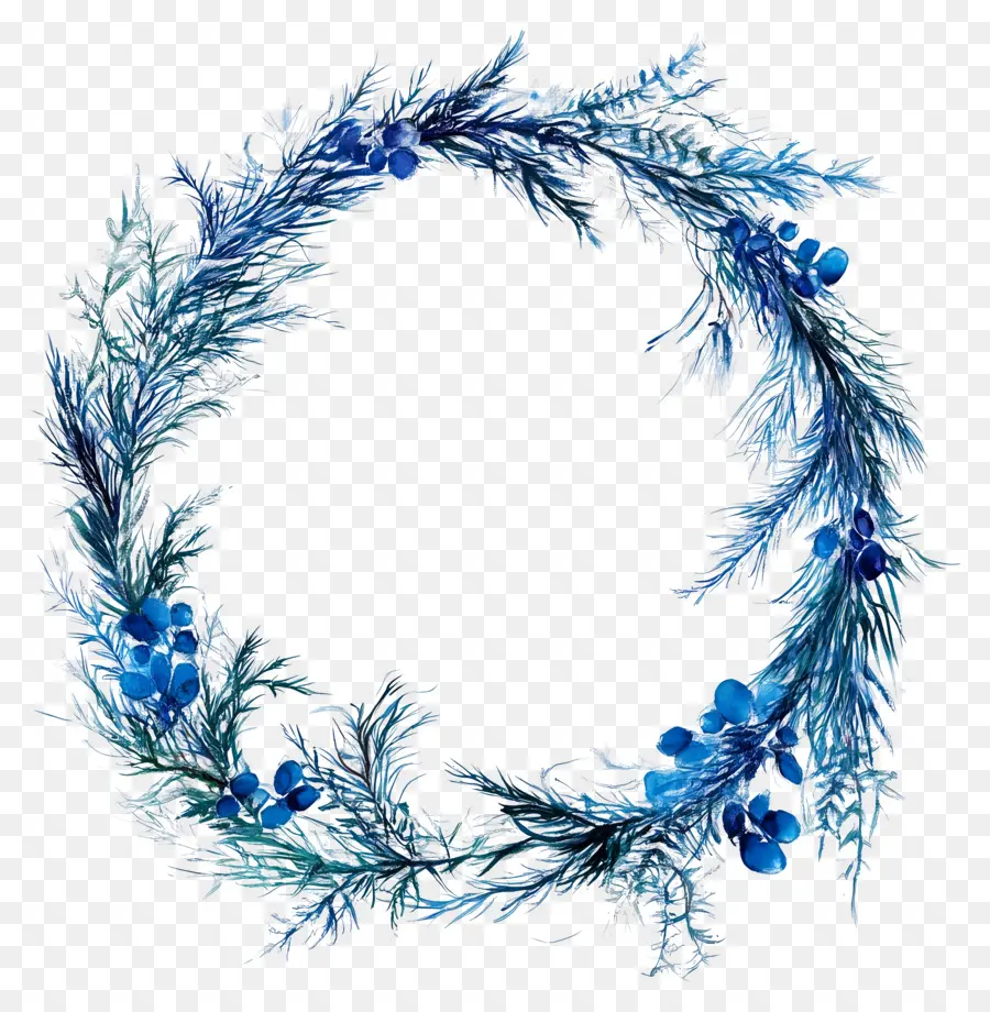 Moldura De Natal Azul，Coroa Azul PNG