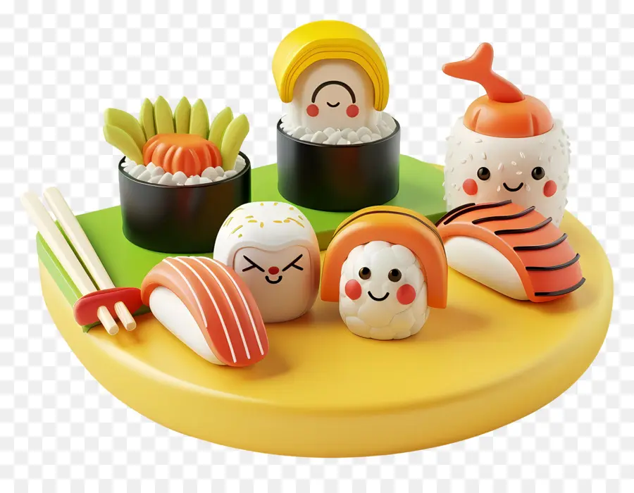 Sushi De Desenho Animado，Variedade De Sushi PNG