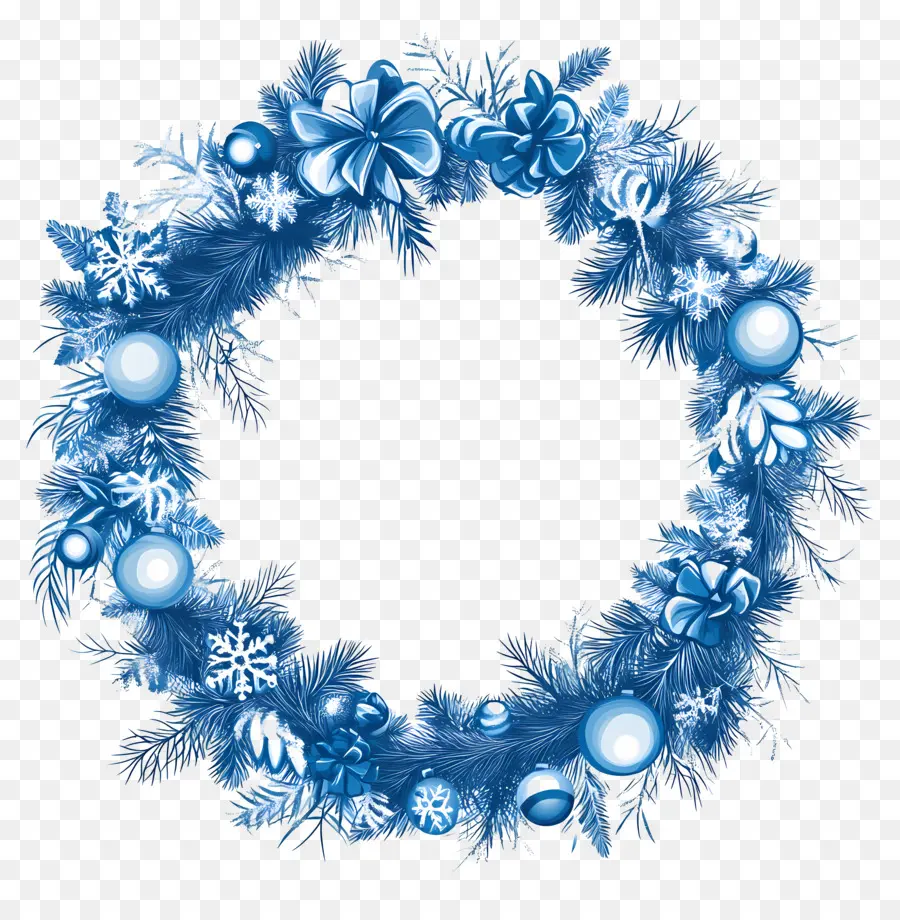 Moldura De Natal Azul，Coroa Azul PNG