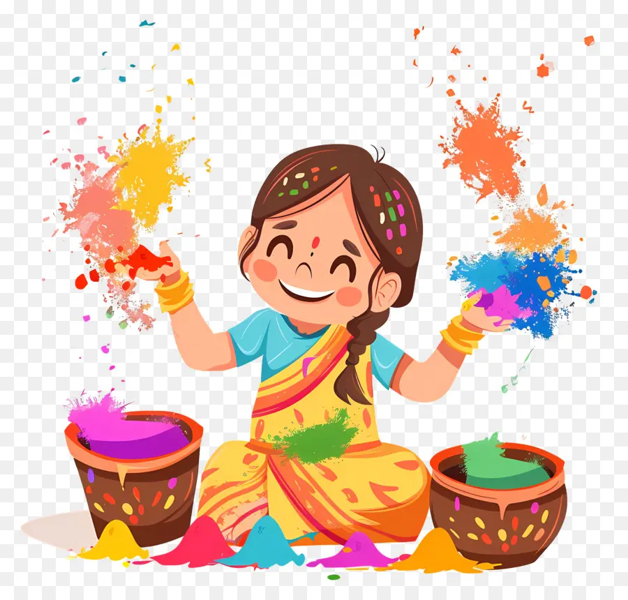 Fundo Holi，Menina Com Cores PNG