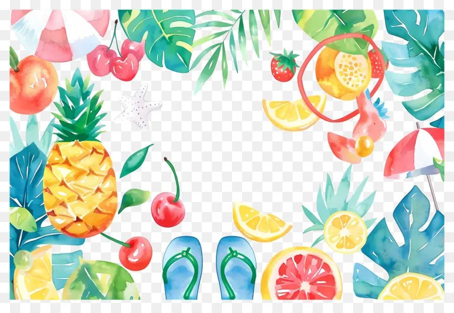 Fundo De Verão，Frutas De Verão PNG