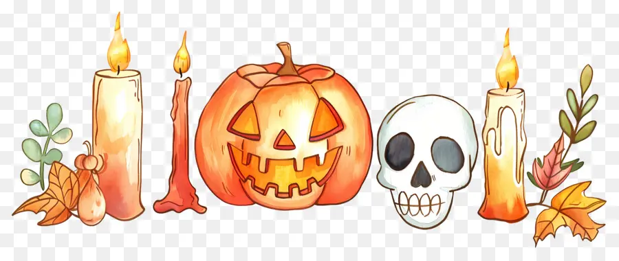 Decoração De Halloween，Abóbora E Caveira PNG