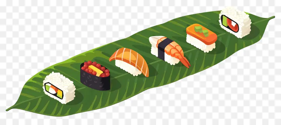 Sushi Na Folha，Japonês PNG