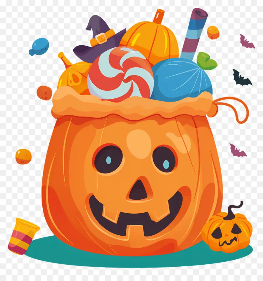 Cesta De Halloween，Saco De Abóbora PNG