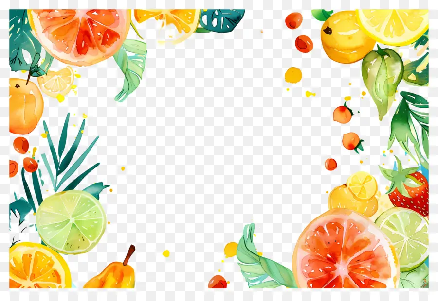 Fundo De Verão，Quadro De Frutas PNG