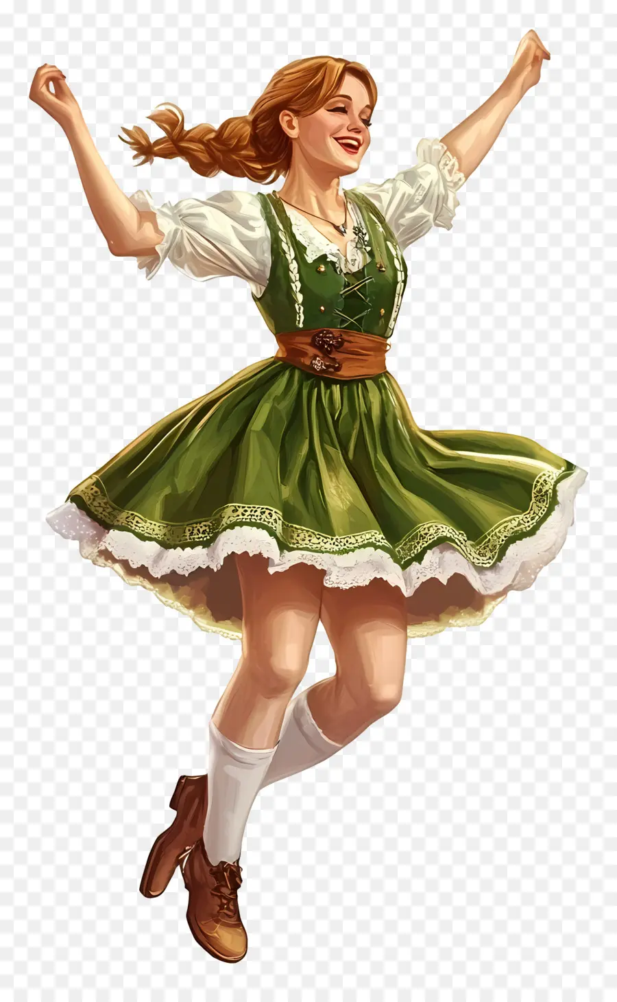 Dançarino Da Oktoberfest，Mulher Em Traje Tradicional PNG