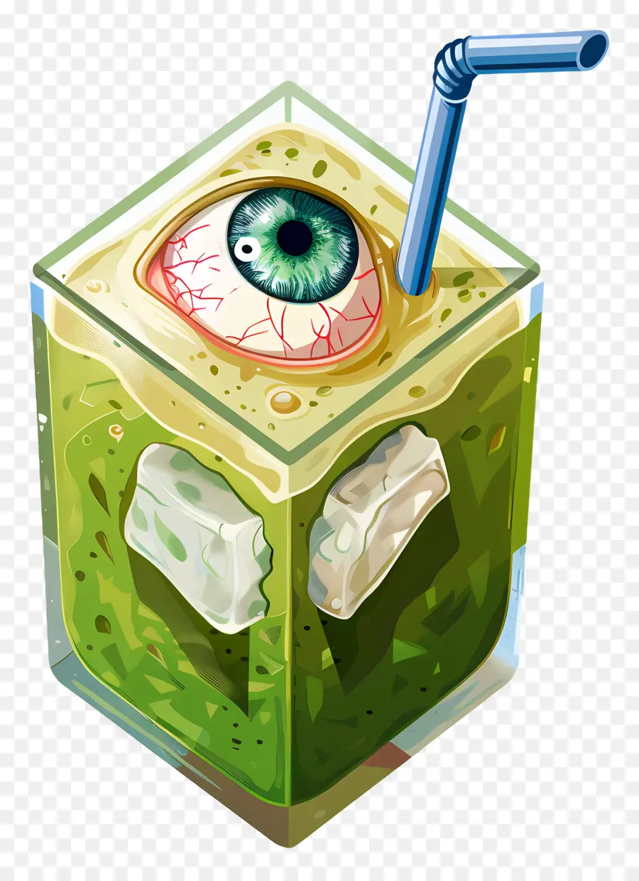 Bebida De Halloween，Bebida De Globo Ocular Verde PNG