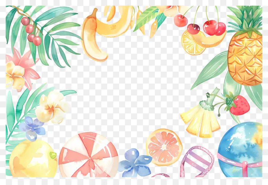 Fundo De Verão，Frutas De Verão PNG