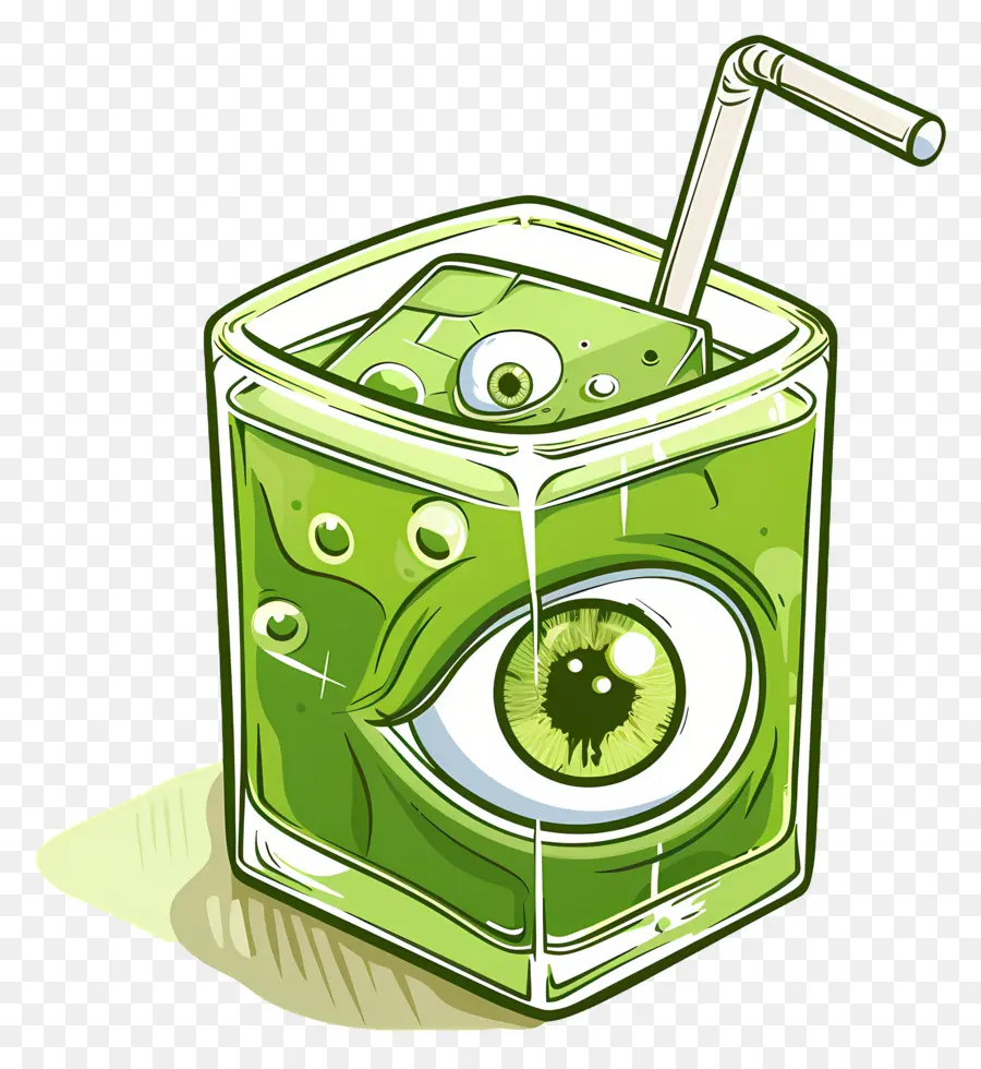 Bebida De Halloween，Bebida De Globo Ocular Verde PNG