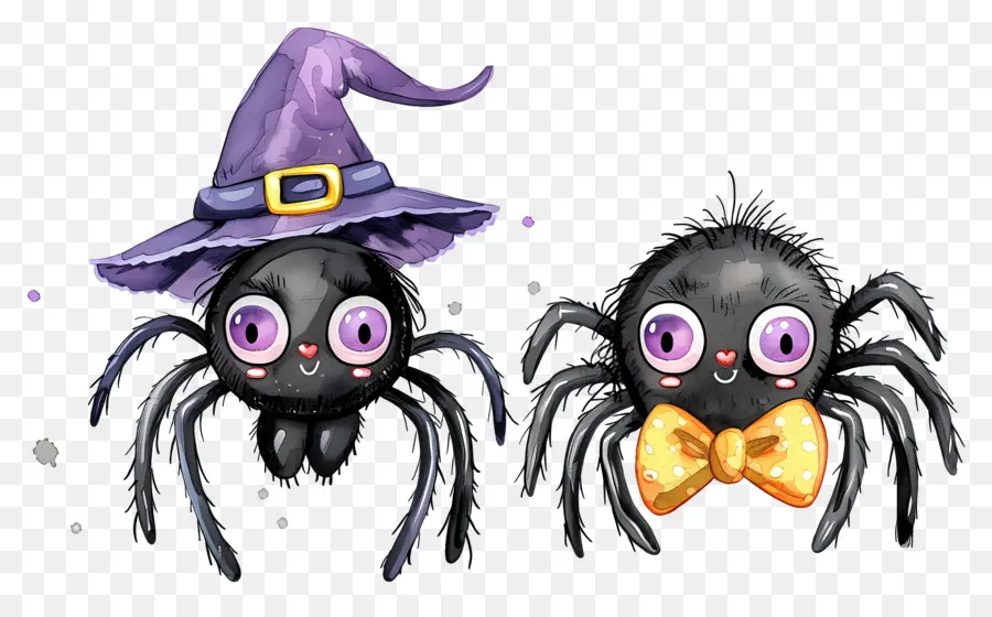 Aranhas De Halloween，Aranhas Com Chapéu PNG