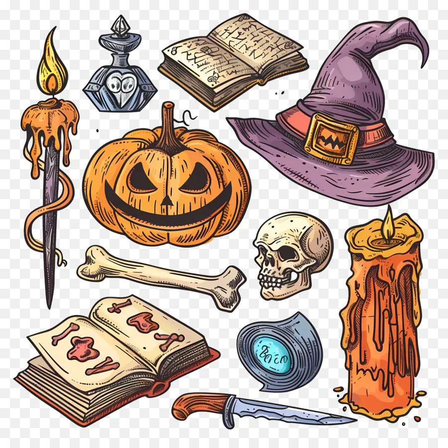 Fundo De Halloween，Itens De Halloween PNG