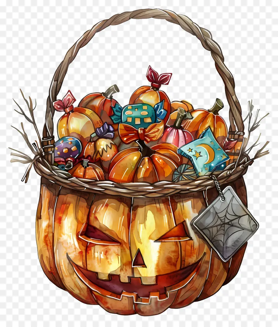 Cesta De Halloween，Cesta De Abóbora PNG